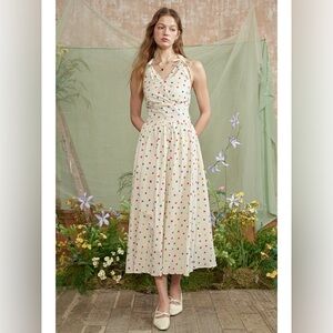 Rosie Posie Confetti Halter Midi Dress NWT size large